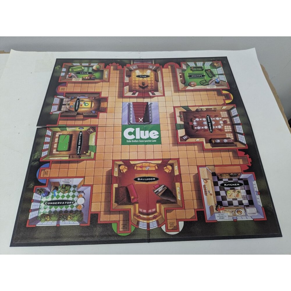 1998 Clue Mysteries Board Game Replacement Parts Game Board